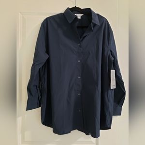 Athleta NWT Oversized Poplin Top size L in navy